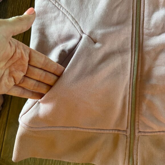 Athleta Triumph Luxe Shine, sherpa lined, full zip hoodie Dogwood Mauve sz XS - Picture 4 of 12